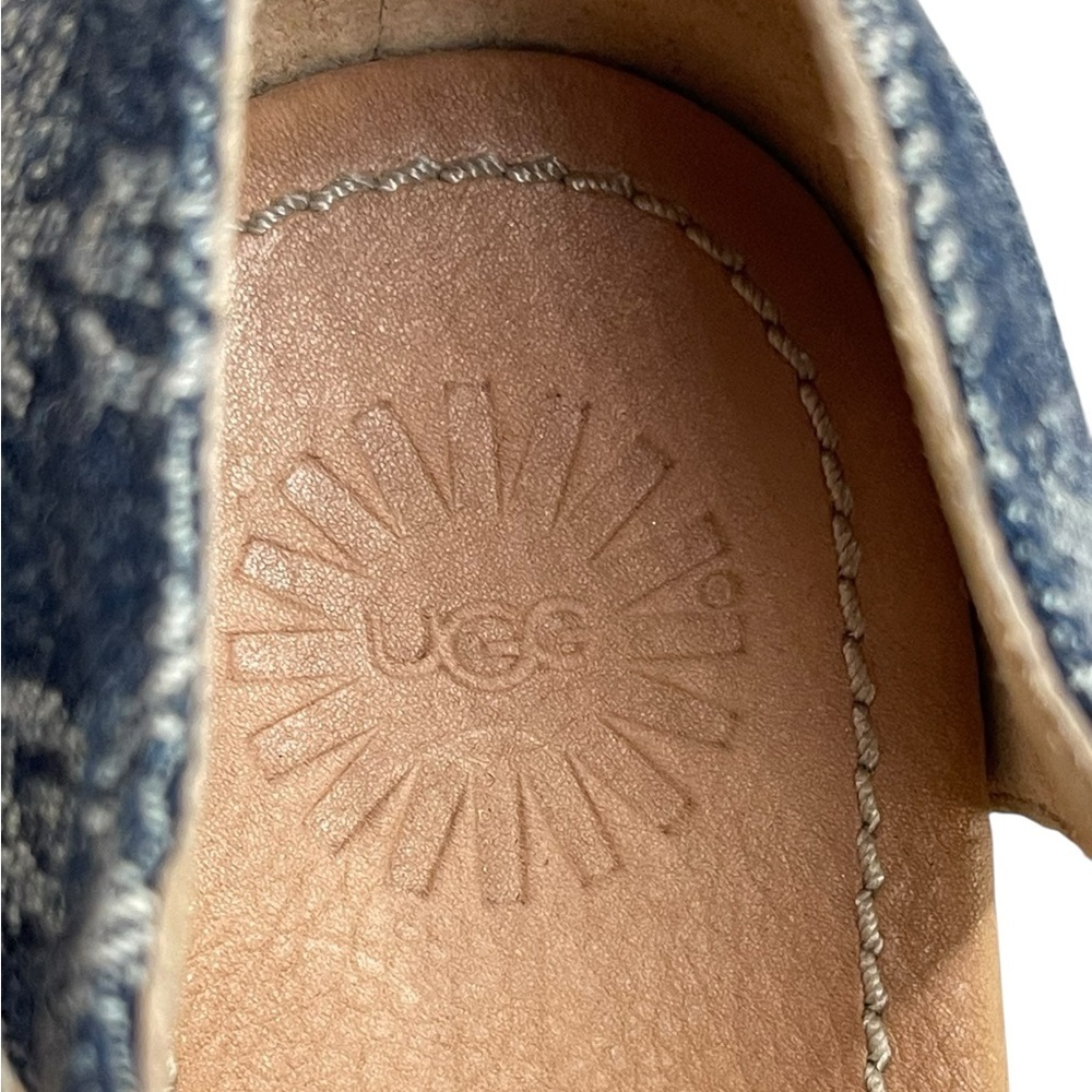 Ugg Atasha Monogram Denim Wedge Sandals size 8 - Picture 13 of 13